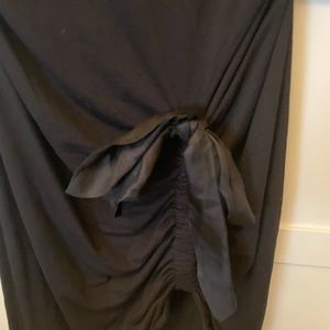 Black evening dress with satin gathered bow